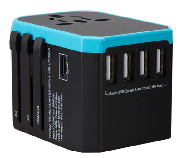 Universal Travel Adapter with 4 USB and Type-C Ports