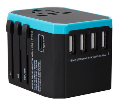 Universal Travel Adapter with 4 USB and Type-C Ports