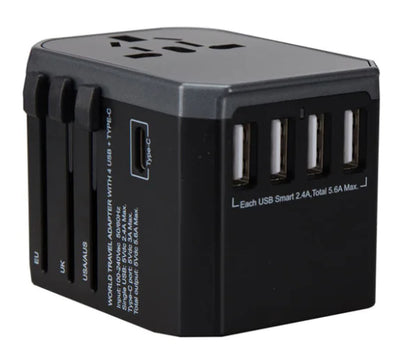 Universal Travel Adapter with 4 USB and Type-C Ports