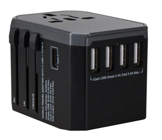 Universal Travel Adapter with 4 USB and Type-C Ports