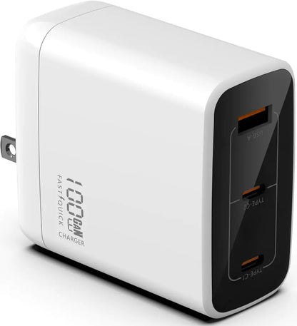 PowerMax 100W GaN Fast Charger (3-Port USB-C Adapter)